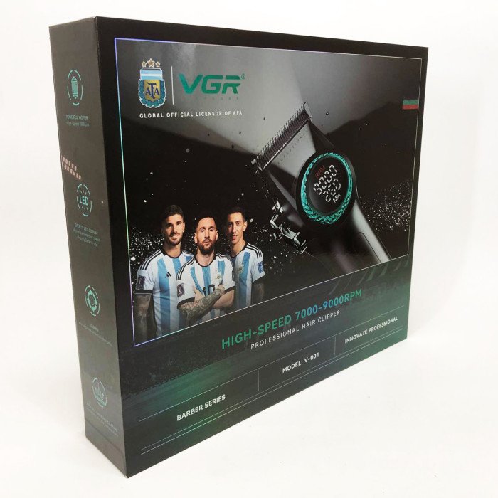 Професійна машинка для стрижки волосся VGR V-001 з дисплеєм 9000 об/хв та 10 насадками (1,5-24 мм)