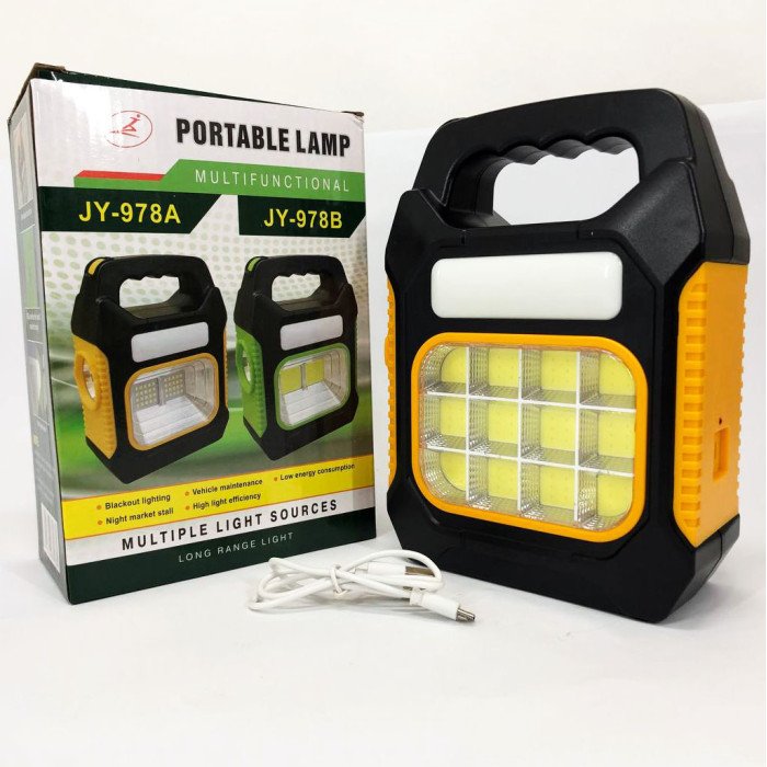 Ліхтар переносний JY-978D-LED+12COB, power bank, ліхтар світлодіодний прожектор. Колір: жовтий