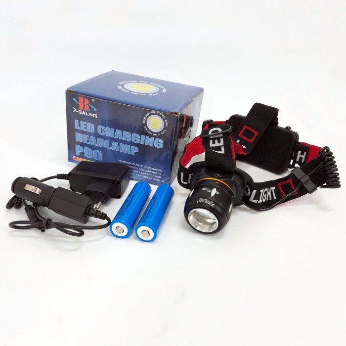 Ліхтар налобний світлодіодний водонепроникний з 2 акумуляторами Bailong BL-T06B-P90, головний ліхтарик
