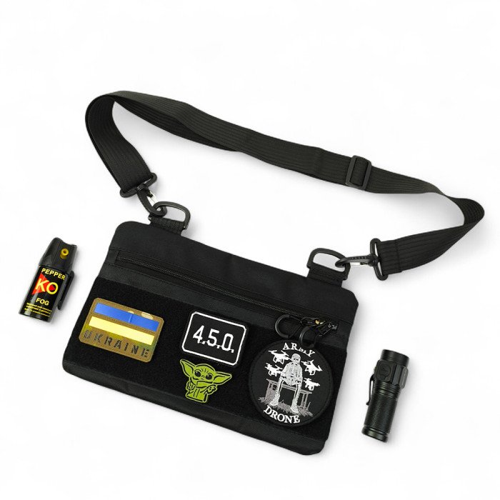 Молодіжна тактична сумка для патчів на плече з 4 кишенями black