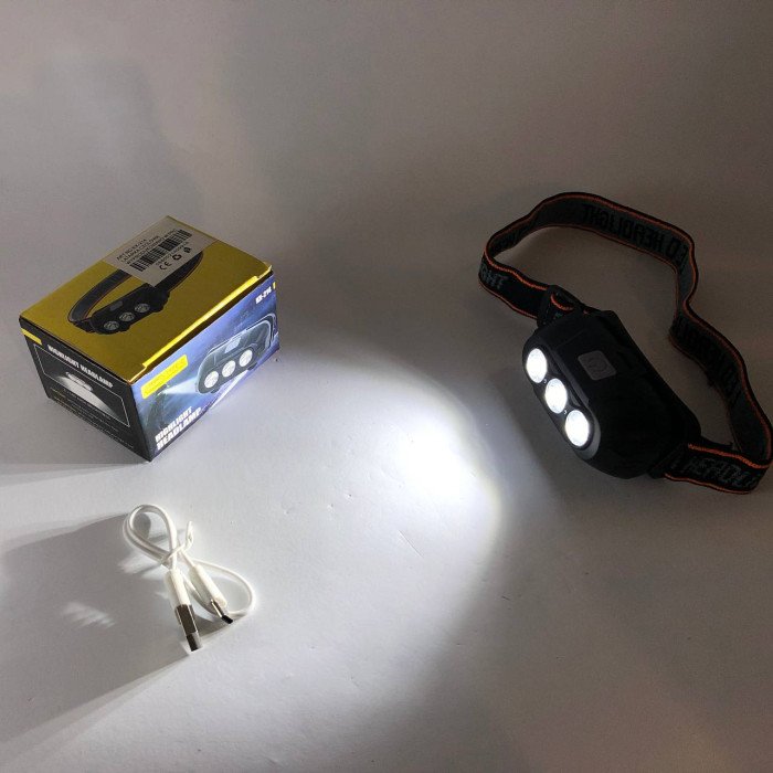Ліхтар налобний акумуляторний KX-214-3LED, потужний світлодіодний ліхтарик на голову водонепроникний