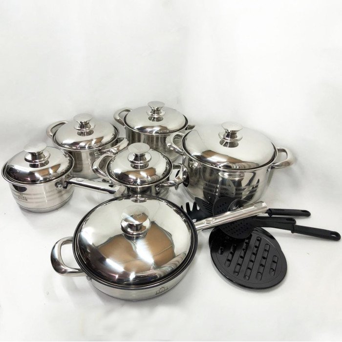 Набір посуду 18 предметів ASTRA A-2518, каструлі з нержавіючої сталі, каструлі з кришками, гарні каструлі