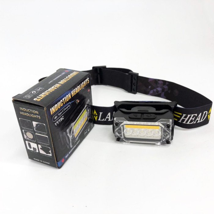 Ліхтар налобний YY-19C-5SMD+COB white+yellow+red Motion Sensor, Потужний світлодіодний ліхтарик на голову