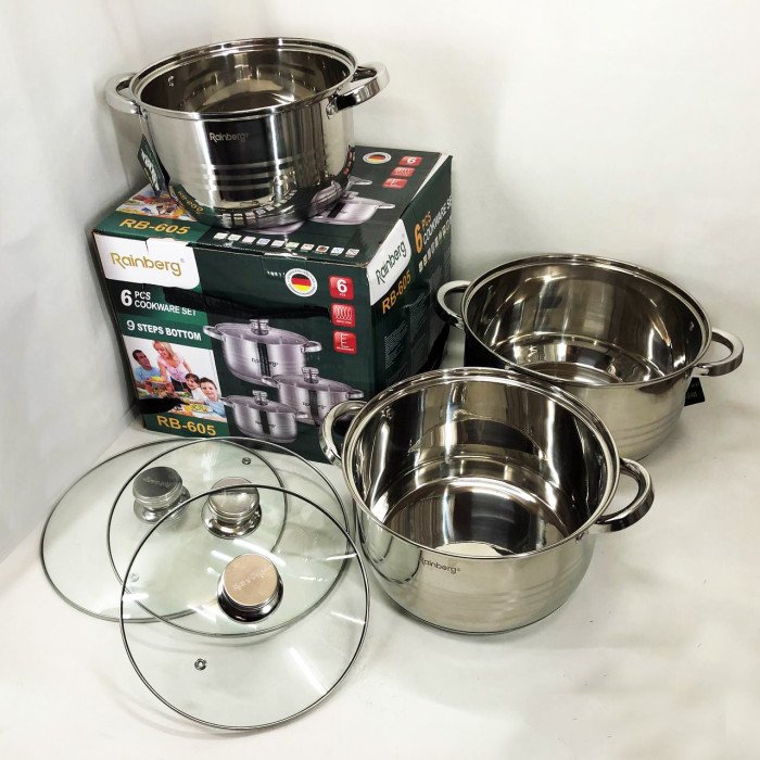Набір каструль Rainberg RB-605 капсульне 9-ти шарове дно