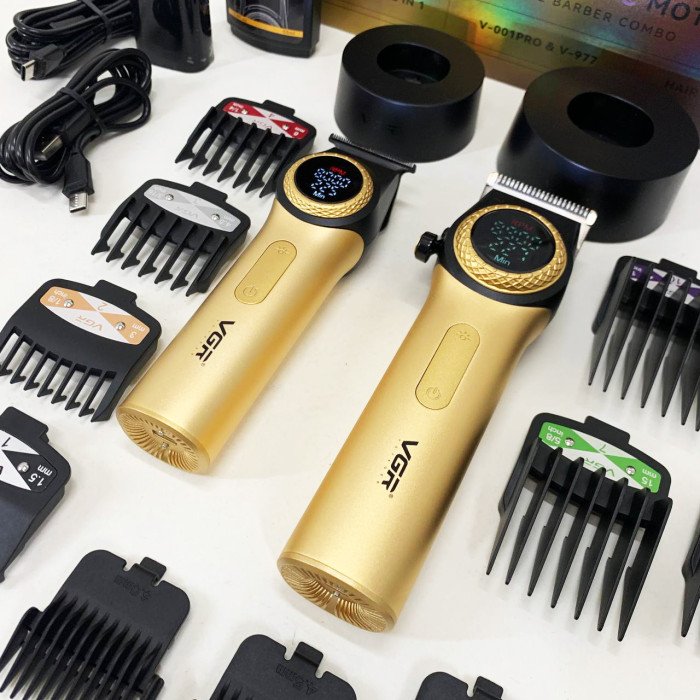 Набір VGR 2 в 1 V-001 V-977 GOLD, акумуляторна машинка для стрижки та триммер. Колір: золотий
