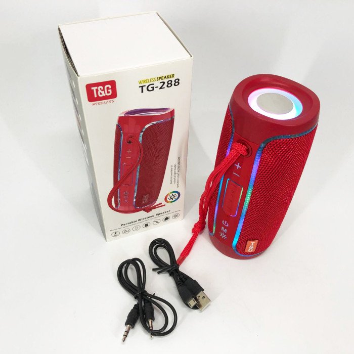 Портативна Bluetooth колонка з LED підсвічуванням TG288, гучна колонка для вечірки. Колір: червоний