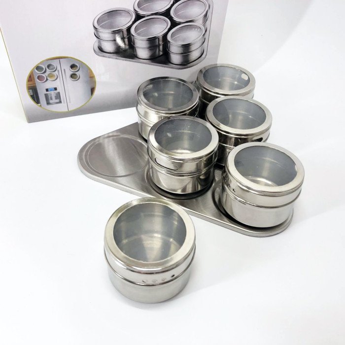 Набір ємностей для спецій MAG-745 з підставкою на магнітах, баночки для спецій 6 шт.