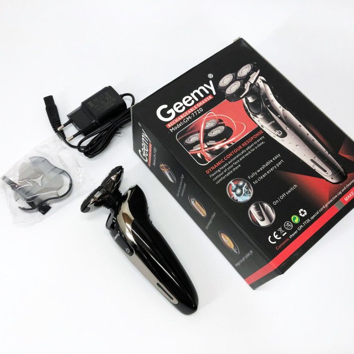 Електробритва Gemei GM-7720 - професійна, бездротова, потужна чоловіча бритва з головками, що плавають