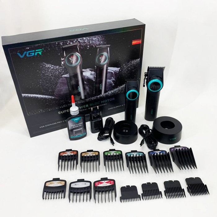 Набір VGR 2 в 1 V-001 V-977 BLACK, акумуляторна машинка для стрижки та триммер. Колір: чорний