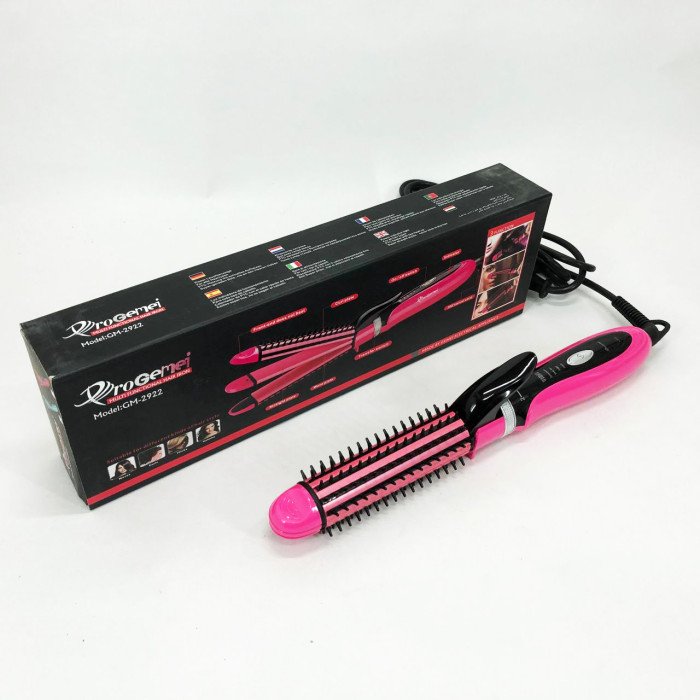 Плойка-праска 3в1 Gemei GM-2922, Сучасні щипці для завивки волосся, Прилад для завивки. Колір: рожевий