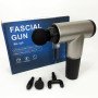 Акумуляторний масажер Fascial Gun KH-320 портативний ручний ударний м'язовий пістолет 4 насадки сірий