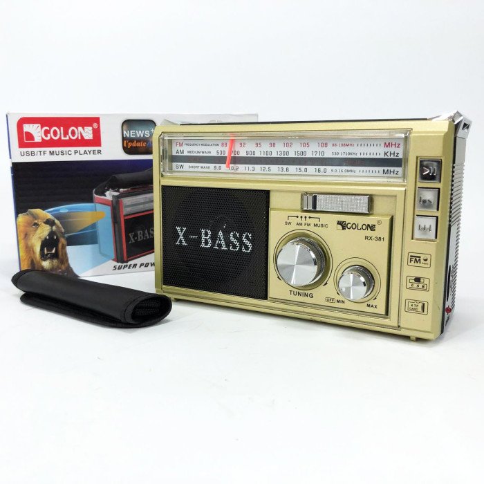 Радіоприймач портативне радіо Golon RX-381 акумуляторний ретро стовпчик usb sd mp3 fm. Колір: жовтий