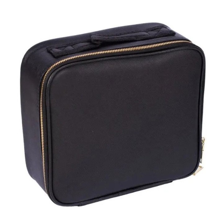 Портативна косметичка органайзер дорожній бьюті кейс з ручкою для перенесення дзеркалом та світлодіодним LED-підсвічуванням