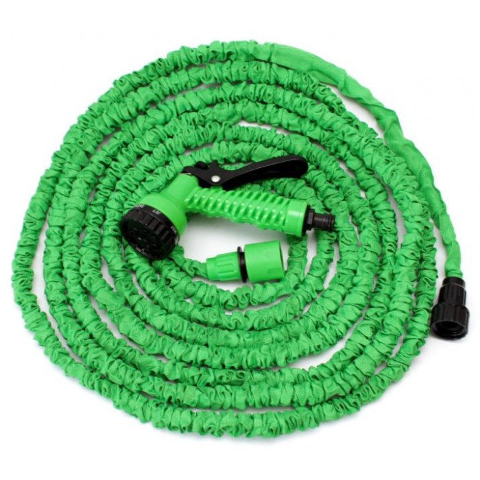 Шланг садовий Magic House 15.0м з розпилювачем (6 режимів). Колір: зелений