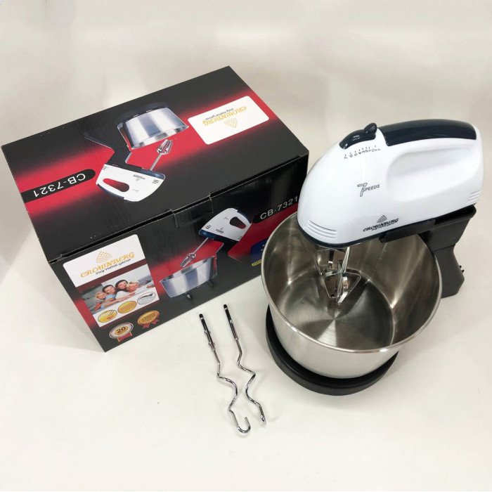 Міксер CROWNBERG CB-7321 з чашею/метал, міксери з чашею, міксер тістоміс для дому, кухонний стаціонарний