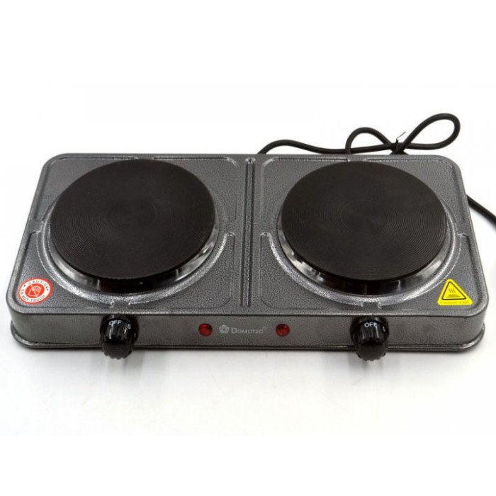 Електроплита Domotec MS-5822 2 диски 2000 Вт, плита електрична переносна двоконфоркова настільна