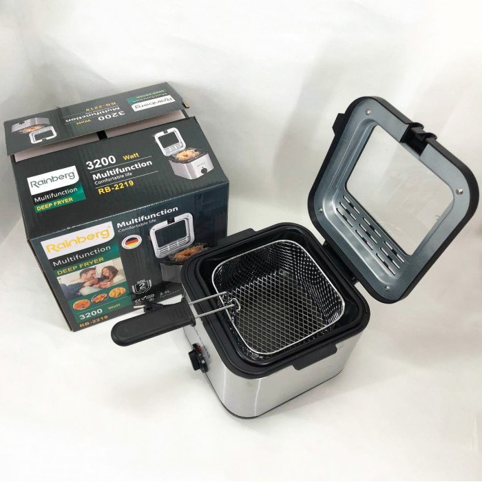 Фритюрниця для дому Rainberg RB-2219 з терморегулятором та знімною чашею електрофритюрниця міні фритюрниця
