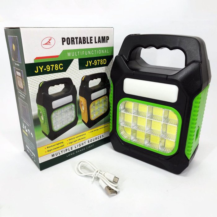 Ліхтар переносний JY-978D-LED+12COB, power bank, ліхтар світлодіодний прожектор. Колір: зелений