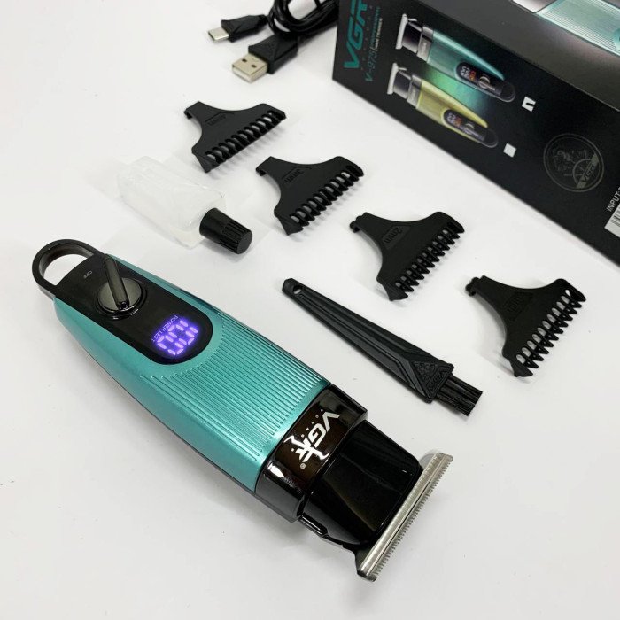 Машинка для стрижки волосся VGR V-975 тример для бороди та вусів. Колір: зелений