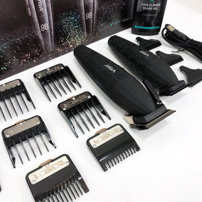 Професійний набір для стрижки волосся VGR V-640 акумуляторний Barber Combo PREMIUM. Колір: чорний