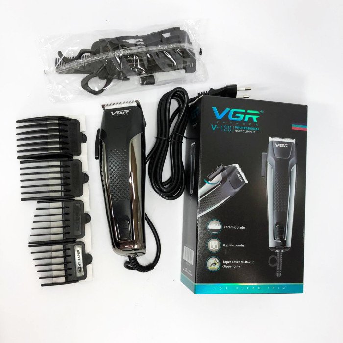Машинка для стрижки волосся VGR V-120 тример електробритва для бороди з великими насадками від мережі