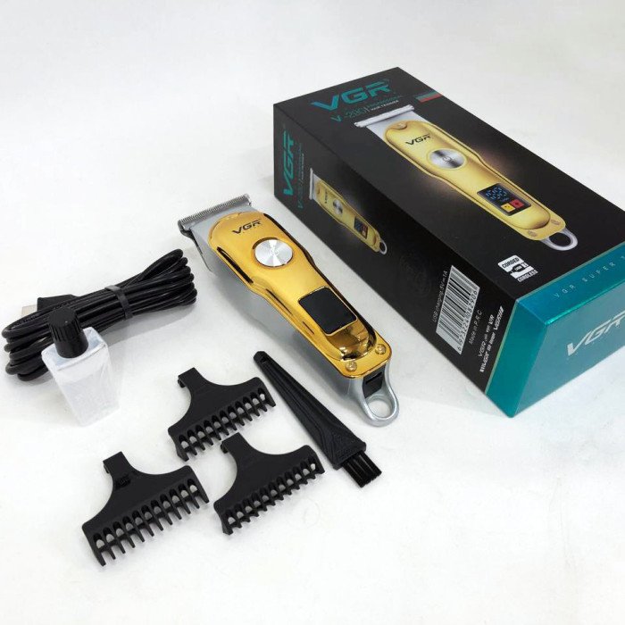 Тример для волосся та бороди VGR V-290 LED Display 3 насадки, машинка для стрижки волосся домашня