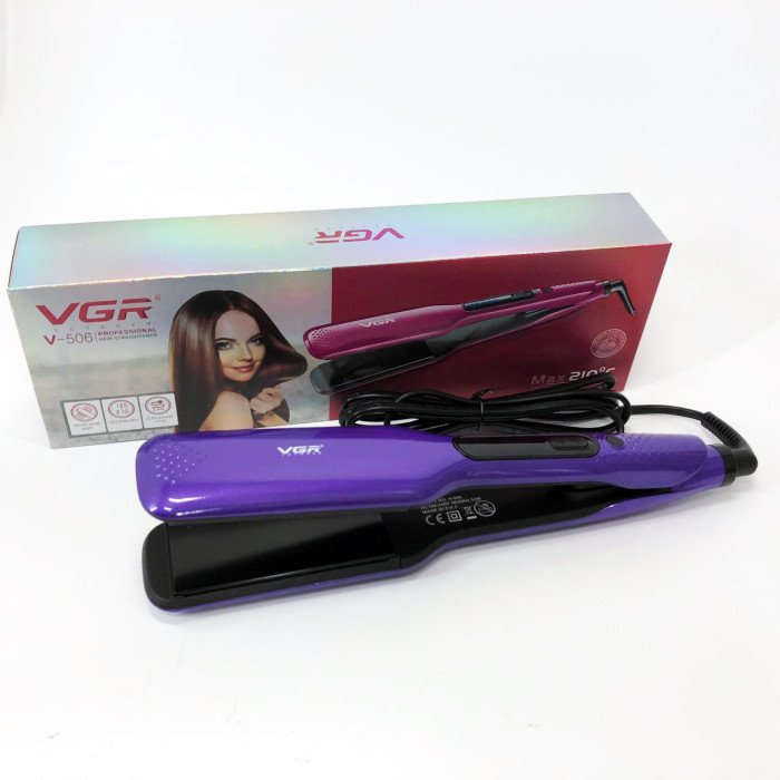 Широка праска для випрямлення волосся VGR V-506 потужністю 55 Вт з LED дисплеєм 130-210 градусів фіолетовий