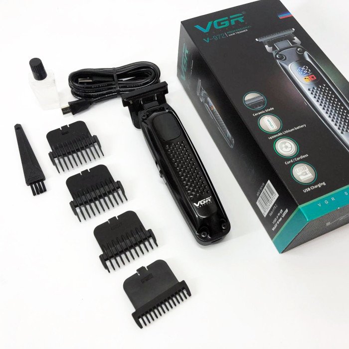 Машинка для стрижки волосся триммер VGR V-972 професійна з насадками акумуляторна USB
