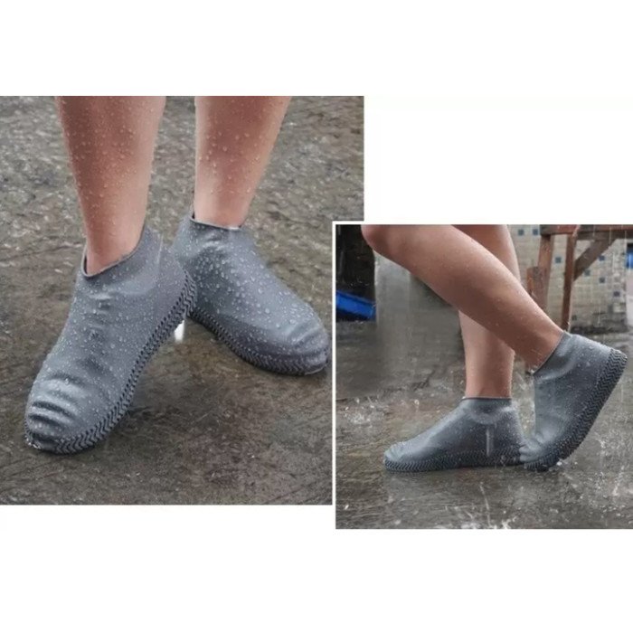 Багаторазові бахіли-чохли L (41-45 розмір) для взуття силіконові від води та бруду. Колір: сірий