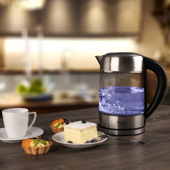 Електрочайник ADLER AD 1247 1.7Л 2200Вт скляний з регулятором температури підсвічуванням