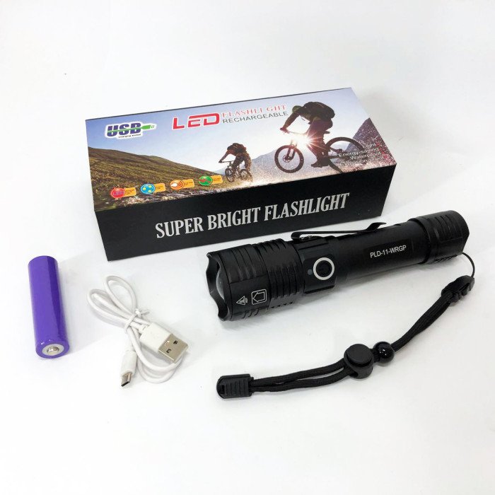 Ліхтар ручний акумуляторний PLD-11-4XPE(RGB), Кишеньковий ліхтар із usb зарядкою, Тактичний ліхтар police