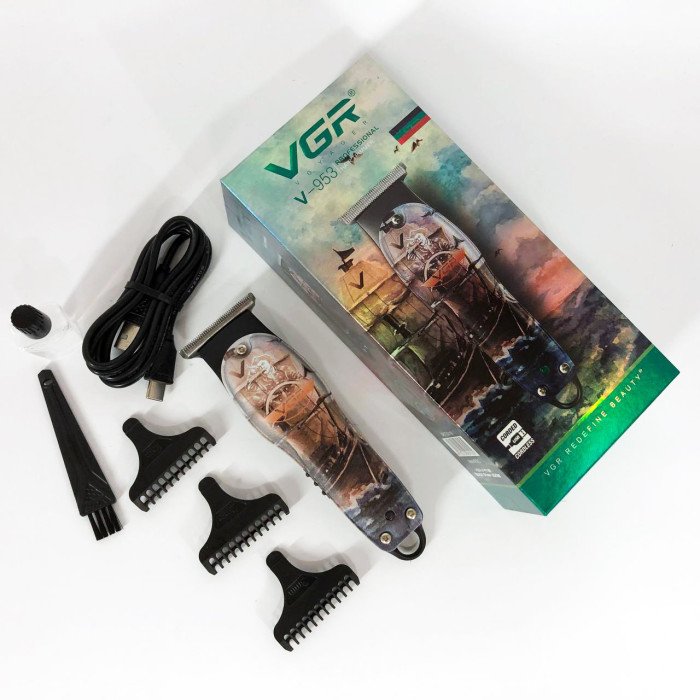 Професійний триммер для стрижки волосся та бороди VGR V-953 з насадками, окантувальна машинка