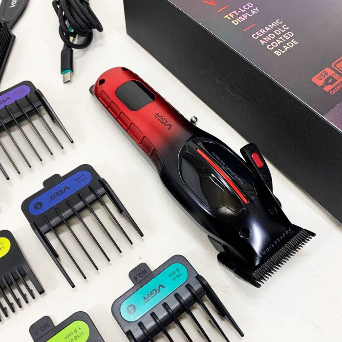 Акумуляторна машинка для стрижки VGR V-026 RED. Колір: червоний