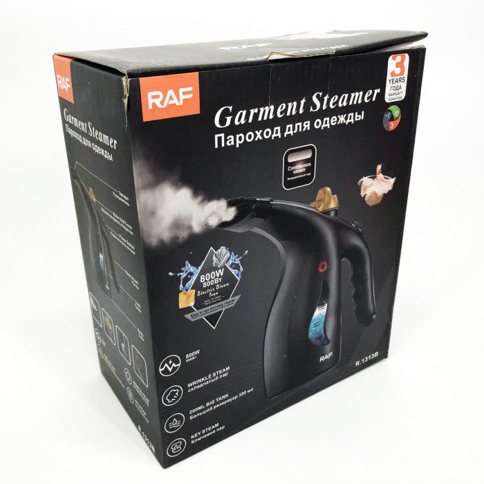 Ручний вертикальний відпарювач RAF R.1313B для одягу з мірною чашею для води на 1000 Вт