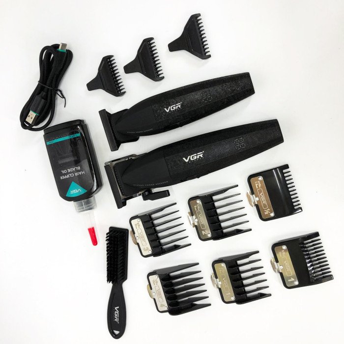 Професійний набір для стрижки волосся VGR V-640 акумуляторний Barber Combo PREMIUM. Колір: чорний