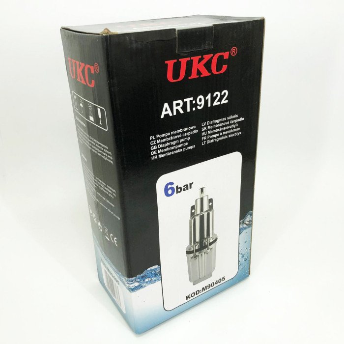 Насос вібраційний 0.25кВт, H 75м, Q 18л/хв, Ø100мм, 10м кабелю, верхній забір