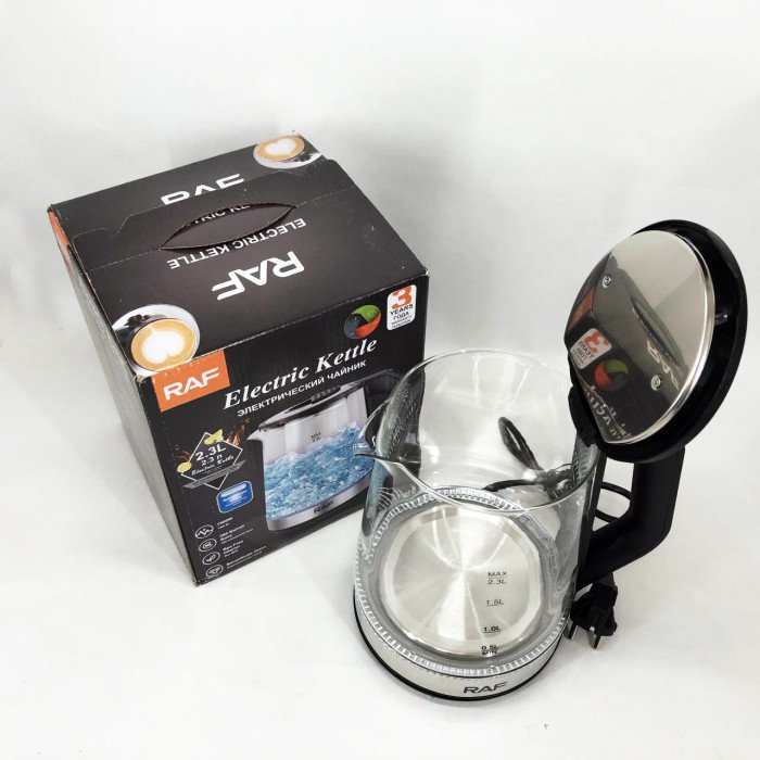 Електричний скляний чайник RAF R.7846, 2.3 л, 2000 Вт