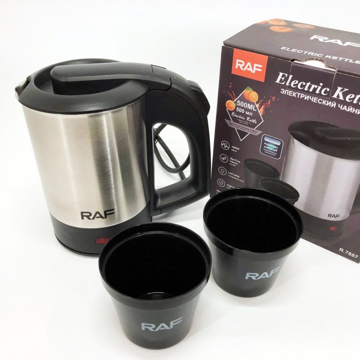 Електрочайник від 220В компактний RAF R-7887 із двома чашками в комплекті
