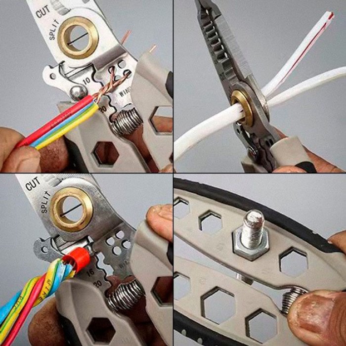 Інструмент для зняття ізоляції 16 в 1, стискання клем, зачистки проводів Мультитул стрипер