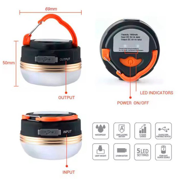 Світлодіодний ліхтар кемпінг YD-1-LED