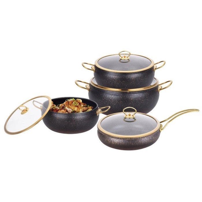 Набір каструль Edenberg EB-12927 із високоякісного алюмінію з мармуровим покриттям 8 предметів
