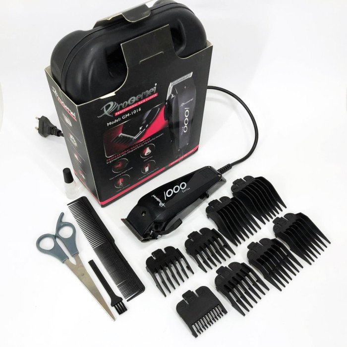 Машинка для стрижки провідна з насадками для волосся та бороди Gemei GM-1016 Pro + Ножиці та Гребінець