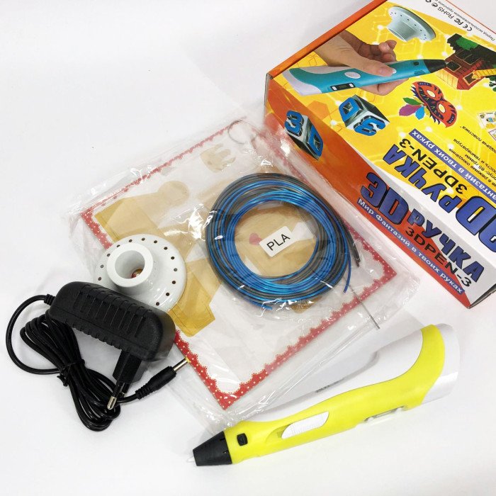 3D ручка Smart 3D Pen 2 c LCD дисплеєм, Дитяча електро ручка для фігурок із пластику. Колір: жовтий