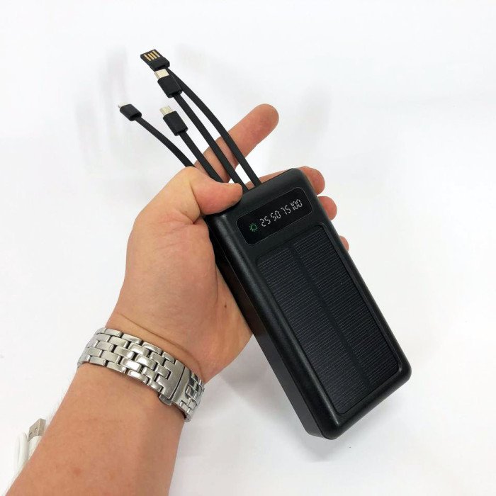 Портативний зарядний пристрій на 20000mAh, Power Bank на сонячній батареї, для планшета. Колір: чорний