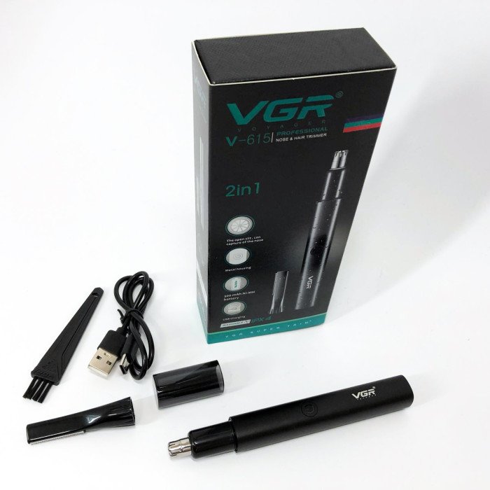 Тример для носа та вух VGR V-615, Тример для вусів, Електробритва з насадками для бороди