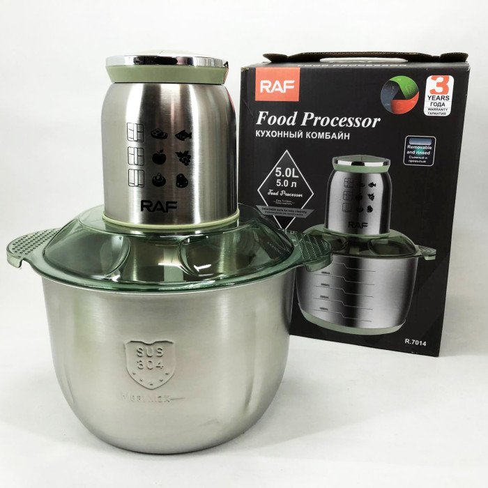 Блендер електричний RAF R.7014 подрібнювач, чоппер 1000 Вт 5L з металевою чашею, Потужний блендер