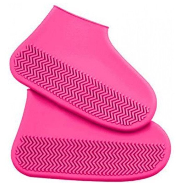 Багаторазові бахіли-чохли L (41-45 розмір) для взуття силіконові від води та бруду. Колір: рожевий