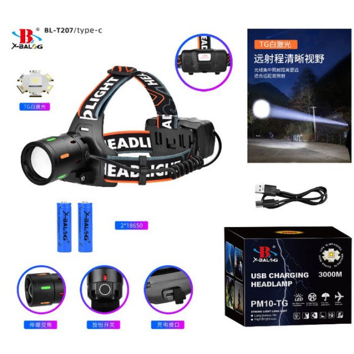 Ліхтар налобний BL-T207-TG 2x18650