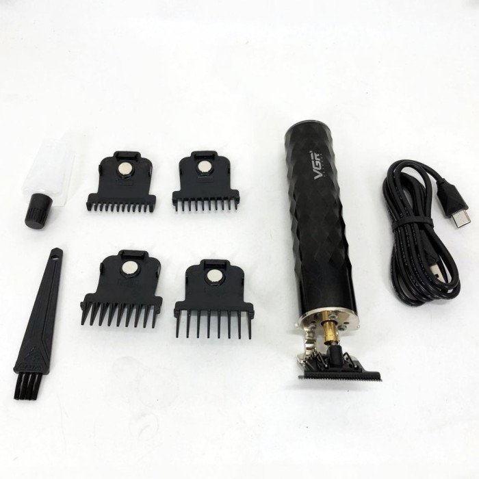 Машинка для стрижки з триммером VGR V-170 для волосся, вусів та бороди, бездротова зі змінними насадками
