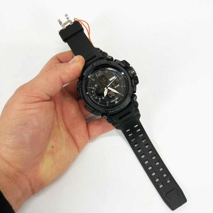 Годинник наручний чоловічий SKMEI 1343BK BLACK, годинник тактичний протиударний. Колір: чорний